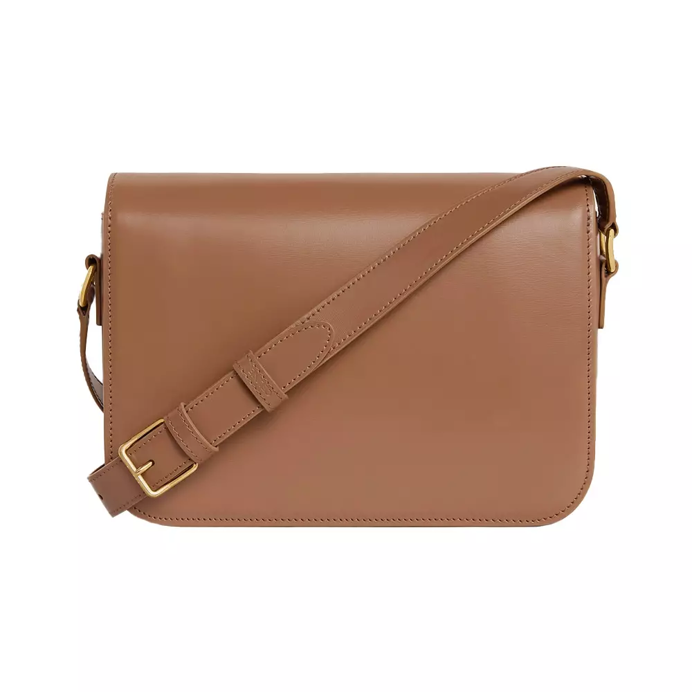 Medium Triomphe Bag In Shiny Calfskin Bronze