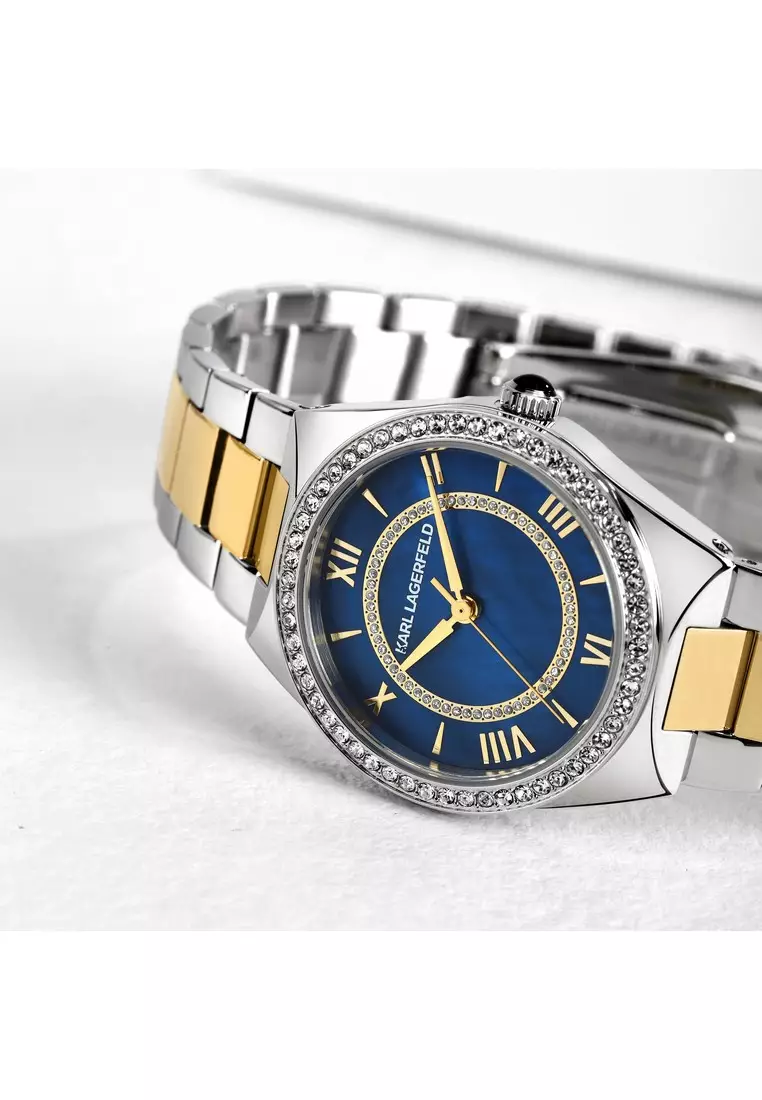 【2 Years Warranty】KARL LAGERFELD Hamburg Collection 30mm Women's Blue Dial Quartz Watch R0553105504