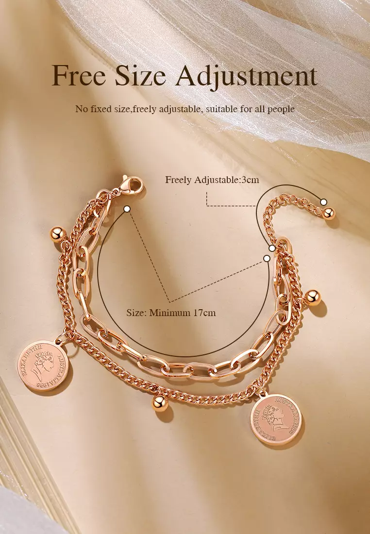 Gelang Wanita Gelang Korea Titanium Anti Pudar Vintage Fashion Style Gelang Cewek Original rose