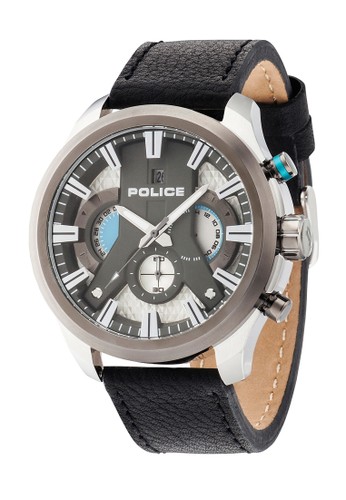 Police Cyclone PL14639JSTU/04 Black Leather Strap Men Watches