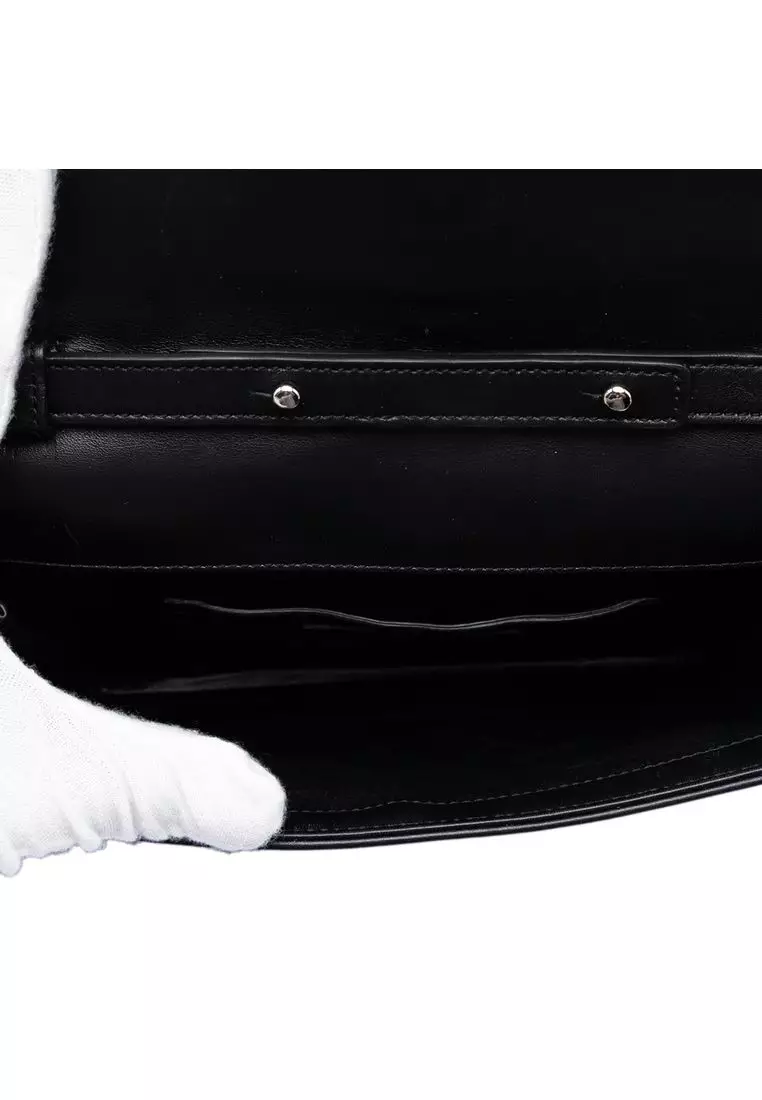 二手 Saint Laurent 鉚釘人字紋小牛皮 Monogram 信封鏈條翻蓋包