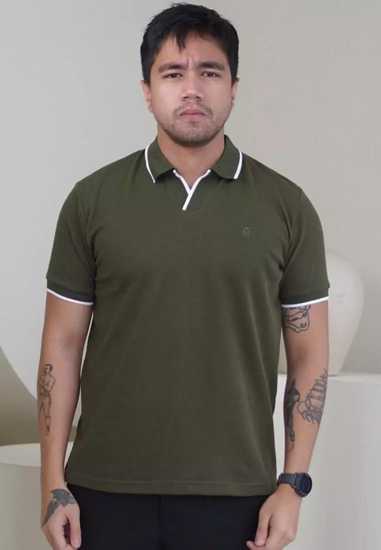 MATSUDA Kaos Polo Pria Waffel Kerah Otsuki