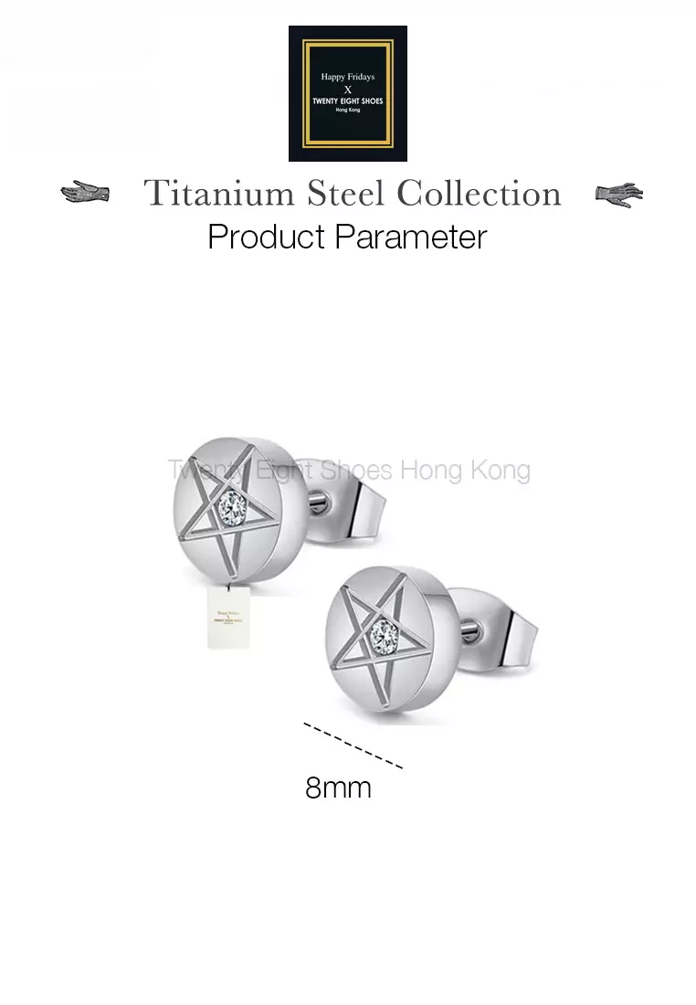 Unisex Titanium Steel Zircon Star Earrings JW QF-E040