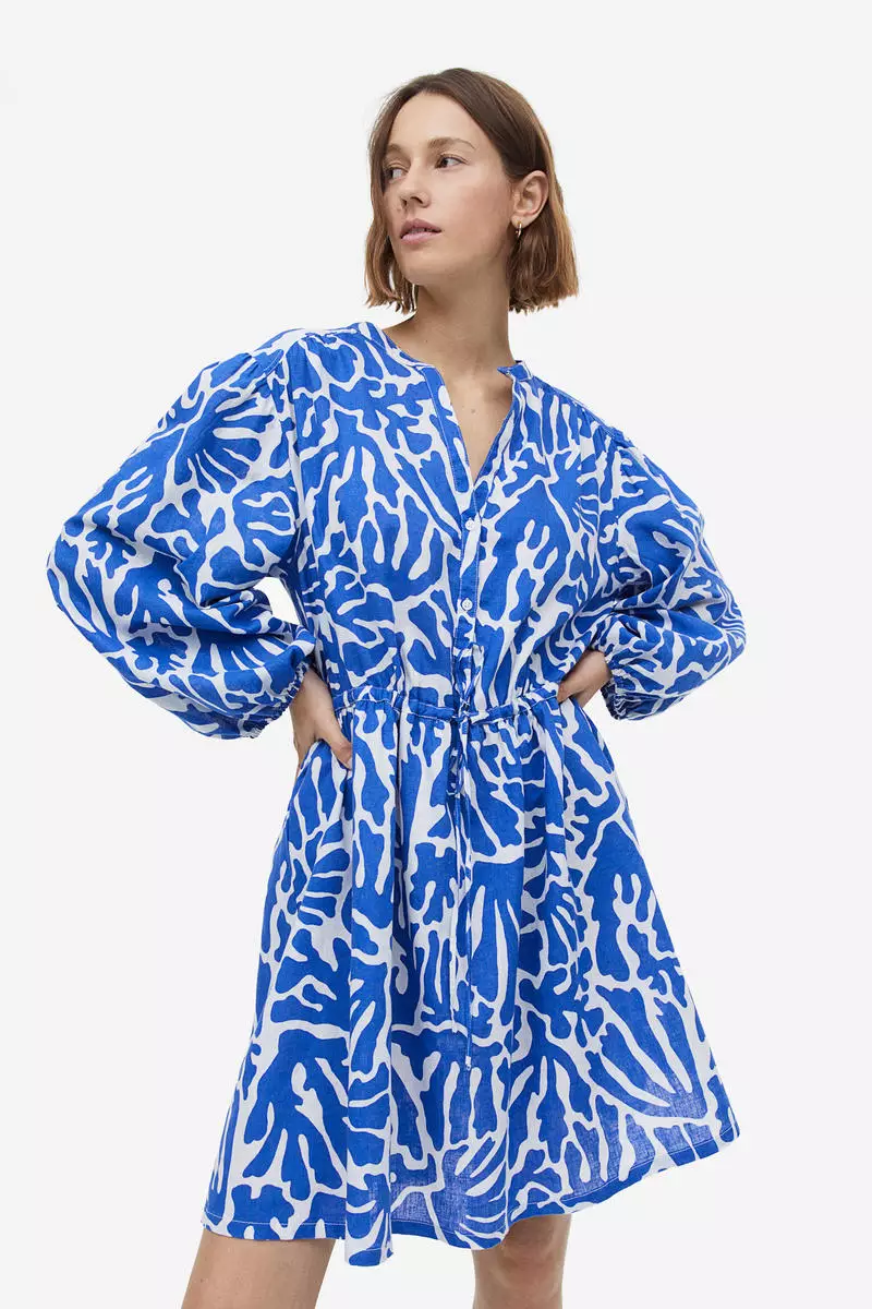 H&m blue deals print dress