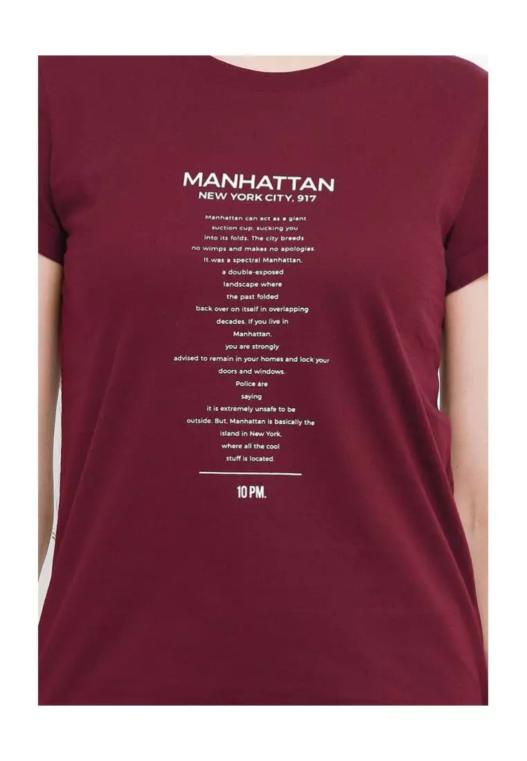 Kaos Wanita Manhattan Maroon