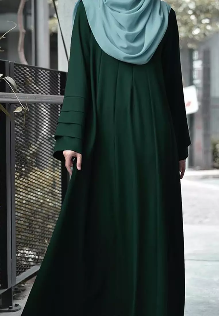 Laura Abaya Modern Layer Sleeves Loose Style in Emerald Green