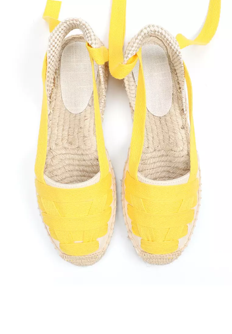 Lace Up Canvas Espadrille Sandals HB877