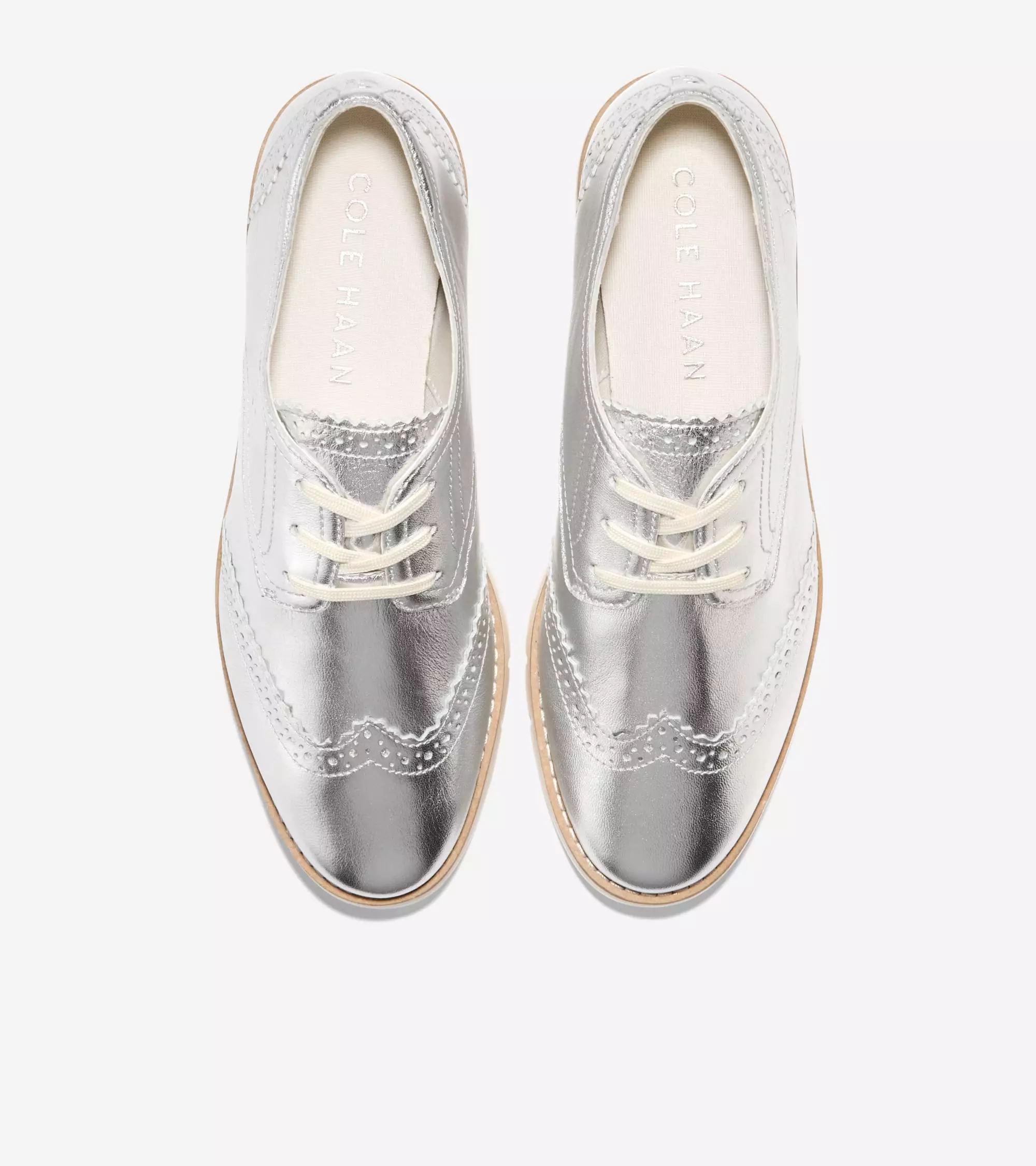 Cole Haan Women Grand City Platform Oxford - Sepatu Wanita (Silver)