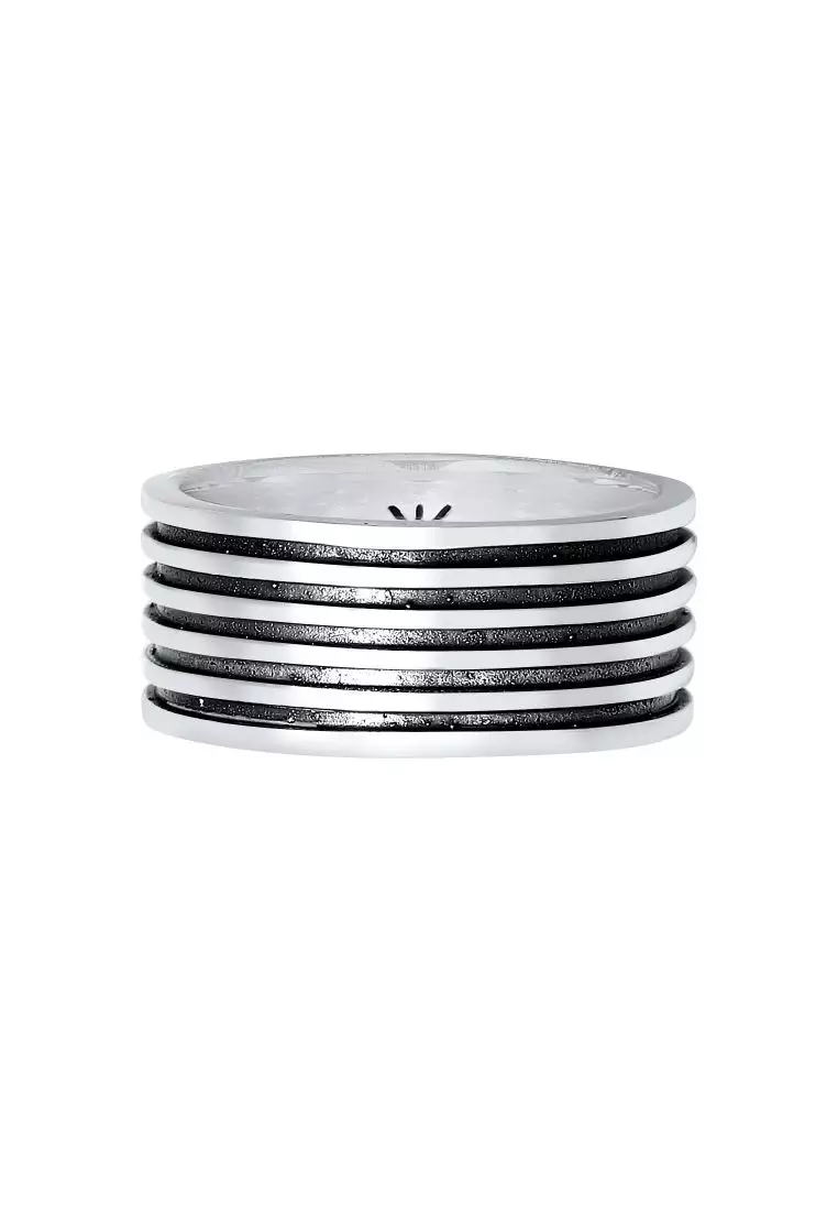 Ring Men Band Grooves Vintage Solid in 925 Sterling Silver