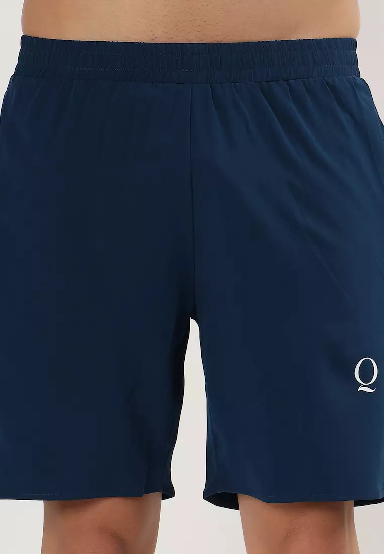 男士侧开衩蓝色透气短裤，运动服，训练，跑步，健身