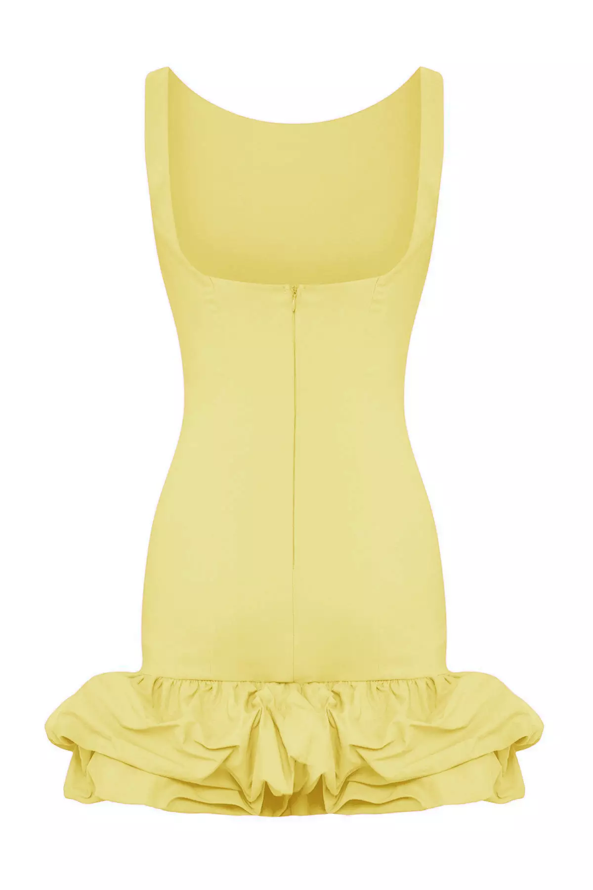 Light Yellow Balloon Skirt Detailed Inside Shorts Lined Short Dress