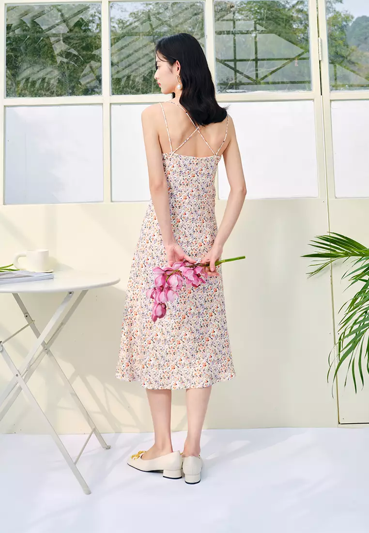 Summer Floral Sleeveless Midi Dress