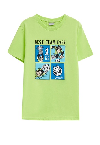 LC WAIKIKI green Crew Neck Printed Cotton Boy's T-Shirt AC500KA91E8DAEGS_1