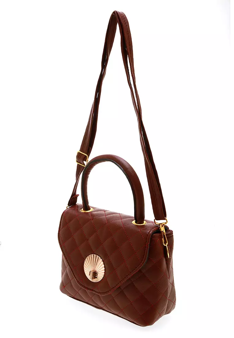 Lezya Tas Selempang Premium Tali Panjang Design Classic Woman Bag - Maroon