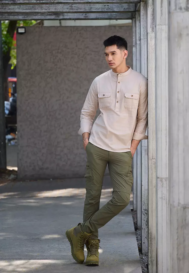 Kemeja koko Collarless shirt OXCON GHAISAN Khakis