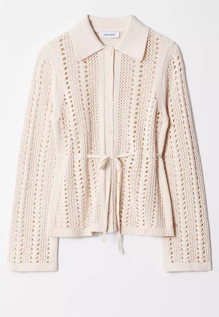 Pointelle-Knit Cardigan