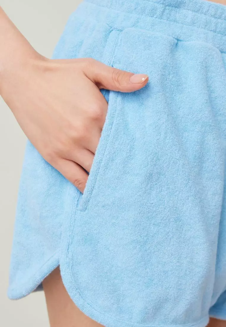 ASTRA TOWELLING SHORTS SPLIT HEM ELASTICATED WAIST SOFT BREATHABLE COOLING CASUAL WOMAN PAJAMAS FOR WOMAN GIRL HW09582