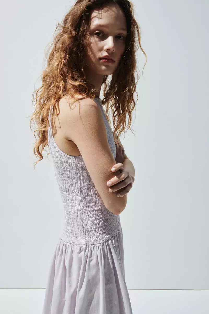 Smocked seersucker dress