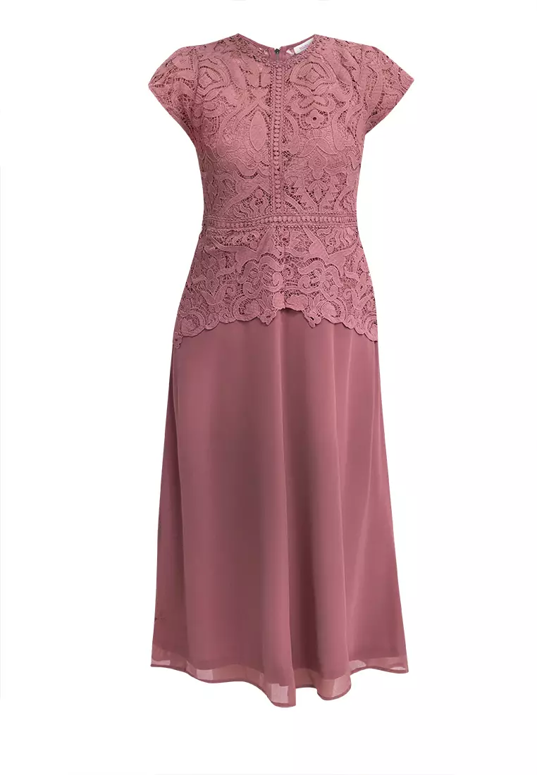 DAVINA Lace Top Midi Dress