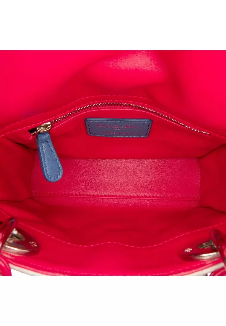 Pre-Loved Dior Mini Tricolor Lambskin Cannage Lady Dior