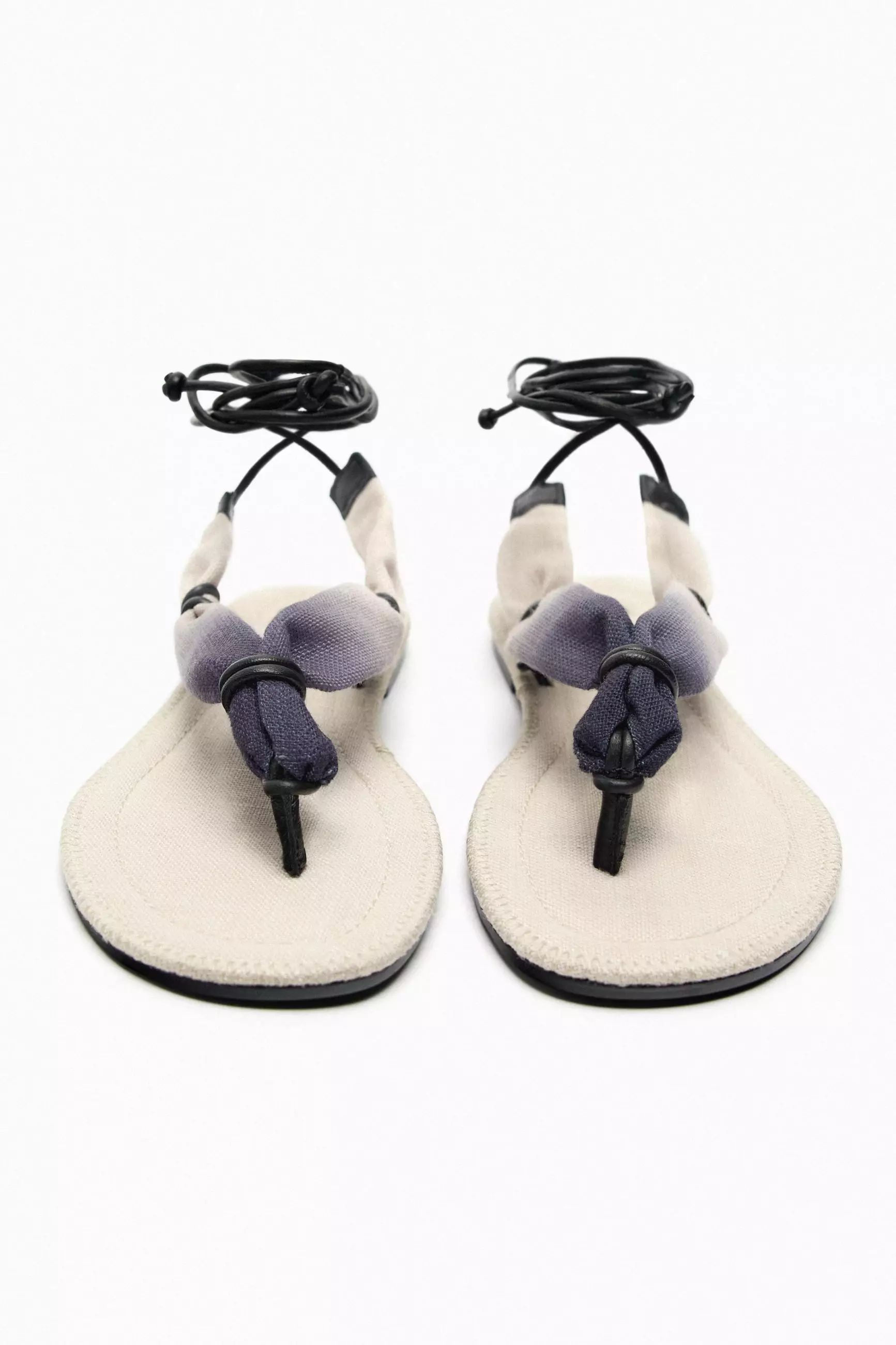 ZARA Lace Up Fabric Flat Slider Sandals 2025 Buy ZARA Online