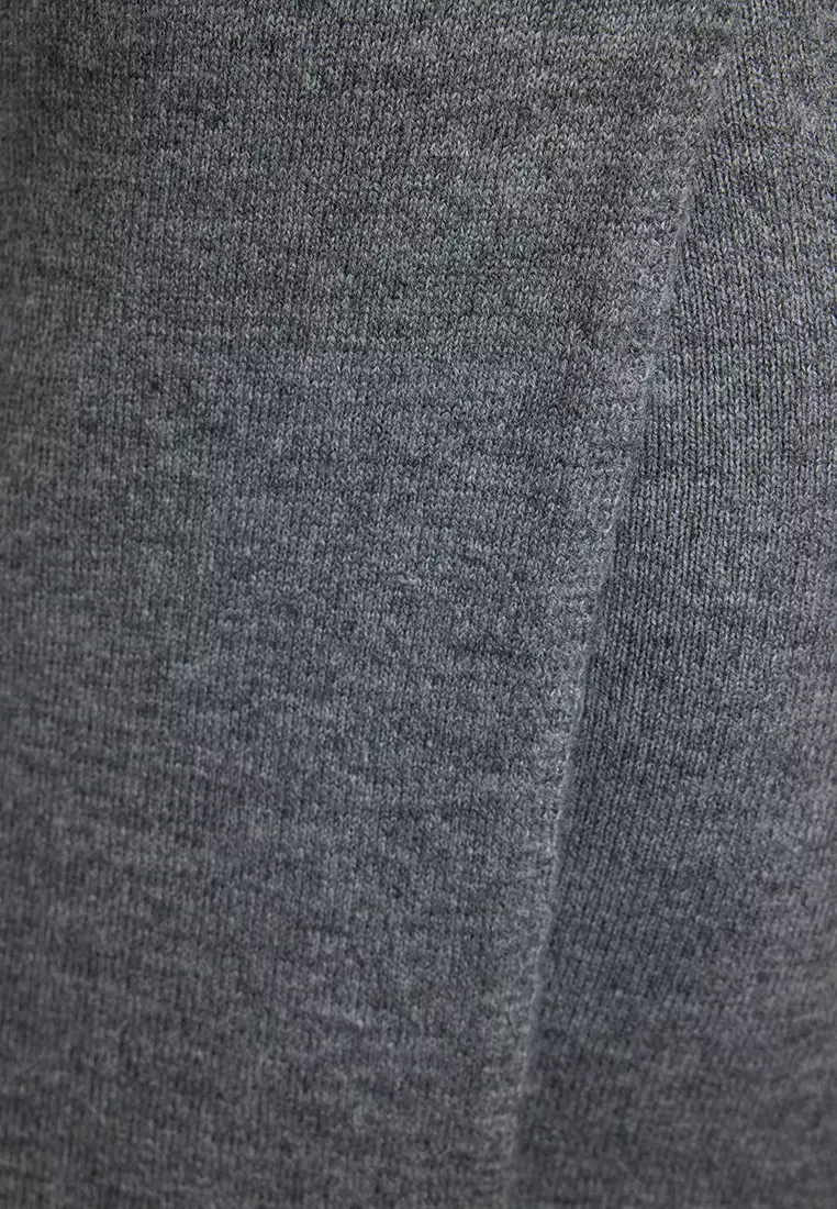 Soft Textured Anthracite Midi Knitwear Double Breasted Dress - Twoaw25El41