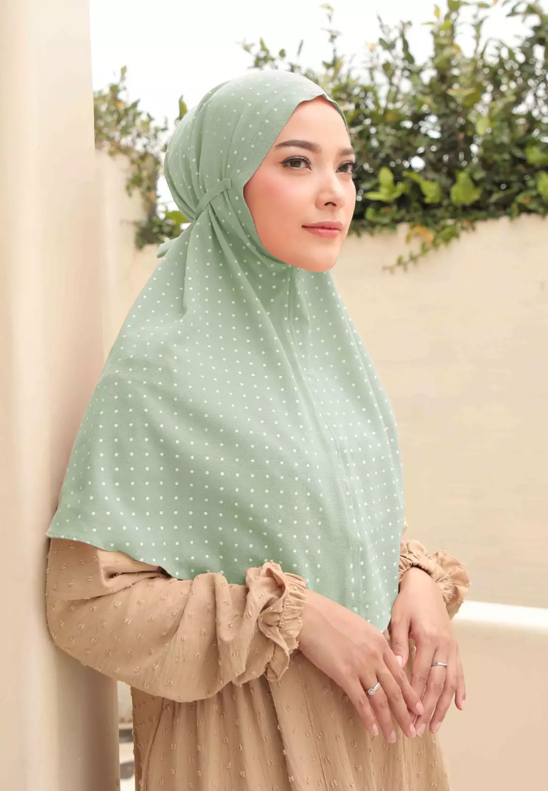 Zelena - Rowena Bergo | Hijab Instan Tali | Kerudung Motif - Mint Leaf
