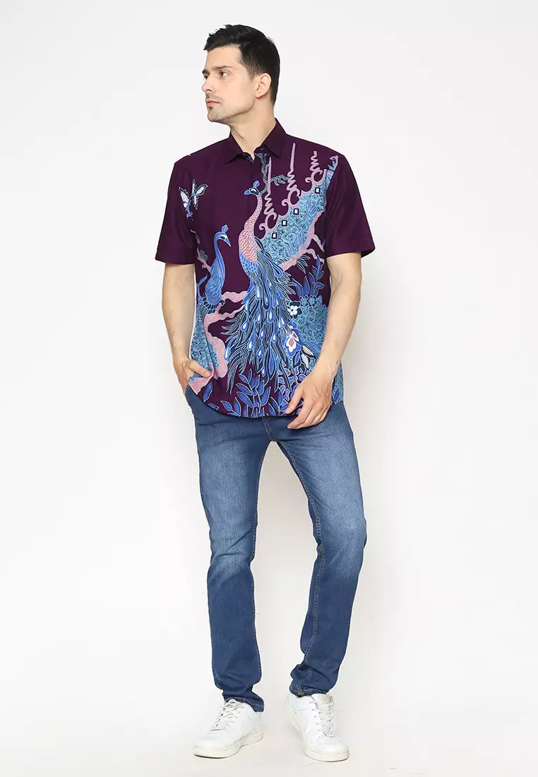 MY AKSA BATIK PRIA KEMEJA PENDEK VARO VIOLA