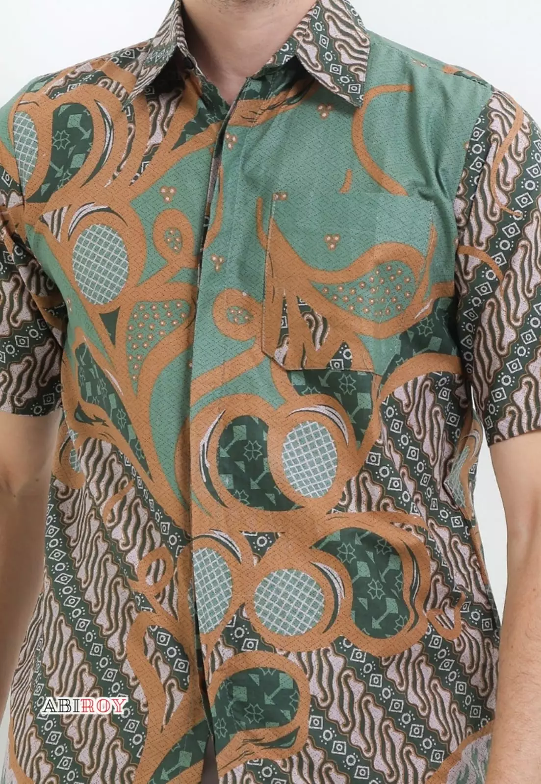Andaru Hijau Kemeja Batik Pria Premium Slimfit Lengan Pendek NLN