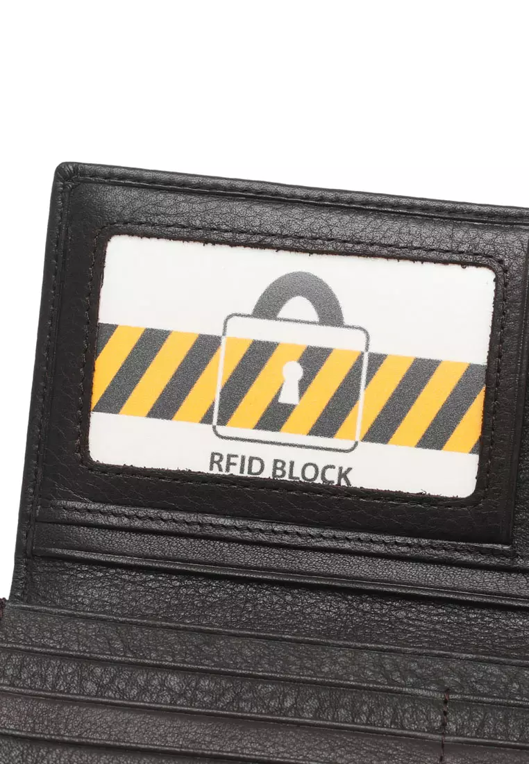 Men's Genuine Leather RFID Blocking Long Wallet - Brown