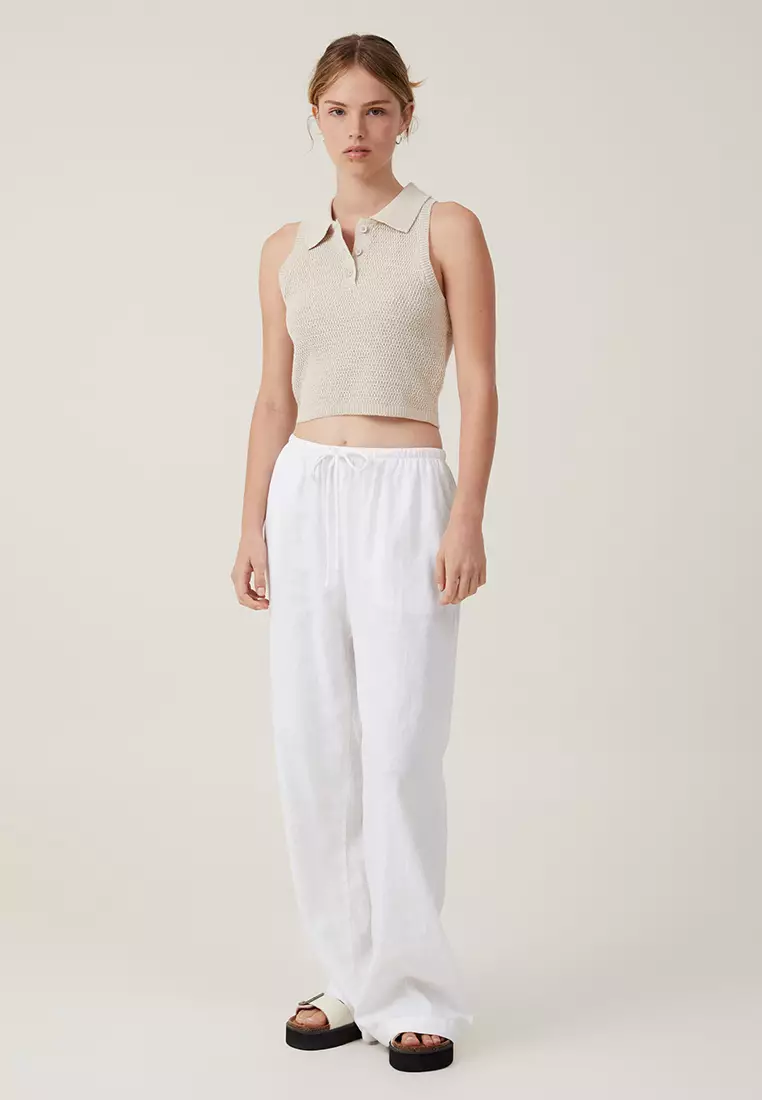 Textured Knit Sleeveless Polo