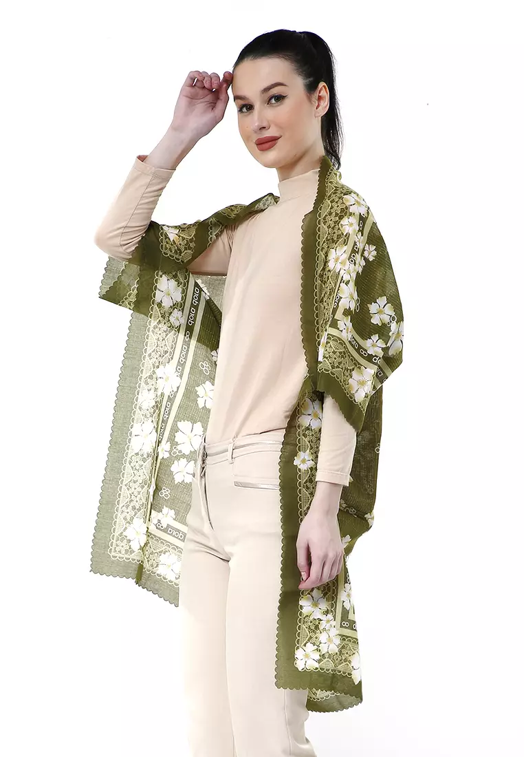 Salana Outer Scarf Cardigan Wanita Voal Lasercut High Quality - Dora Lightgreen
