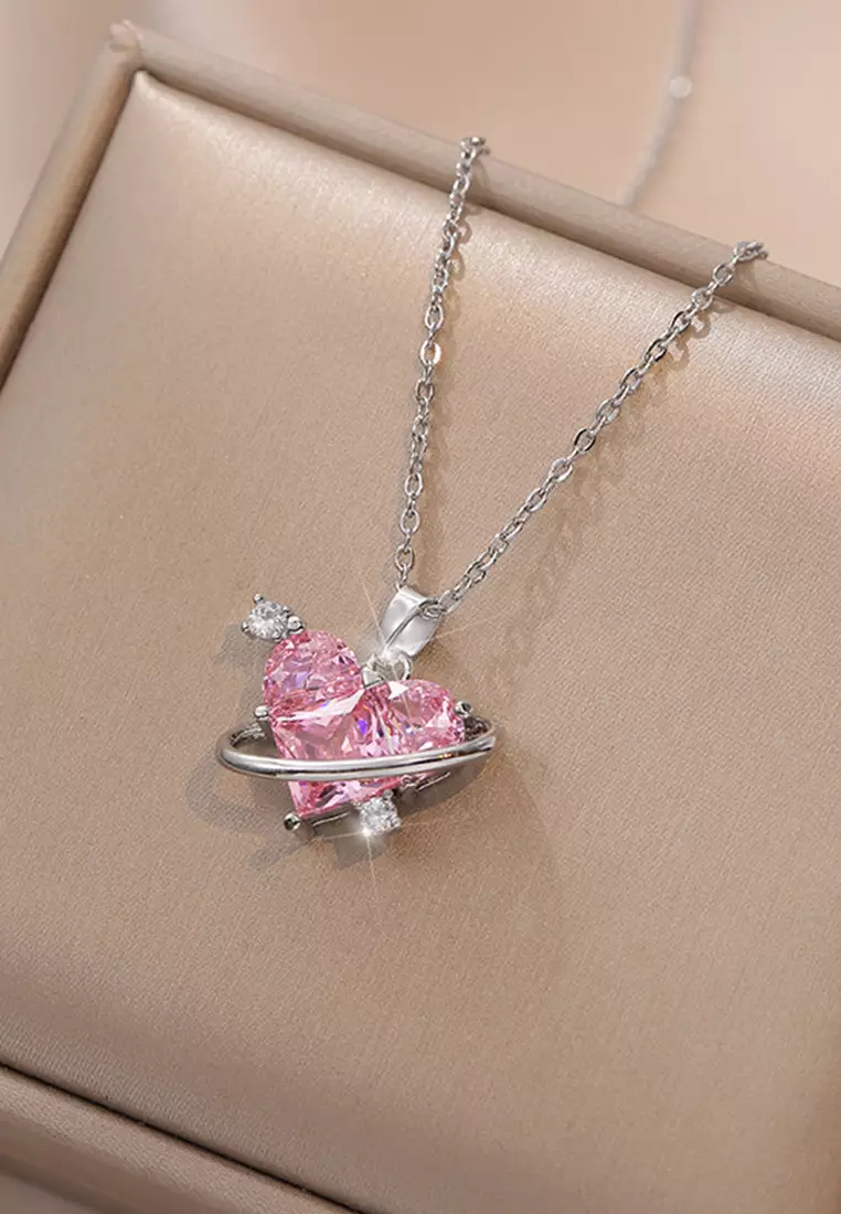 Kalung Wanita Love Planet Gaya Korea Necklace Anti Luntur Asli Perhiasan Wanita