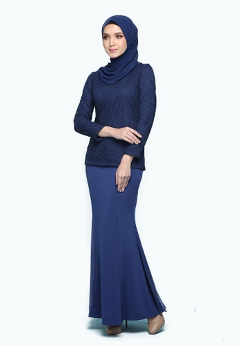 Buy Kurung Lace Mulan Blue from Seri Maharani in Blue at Zalora