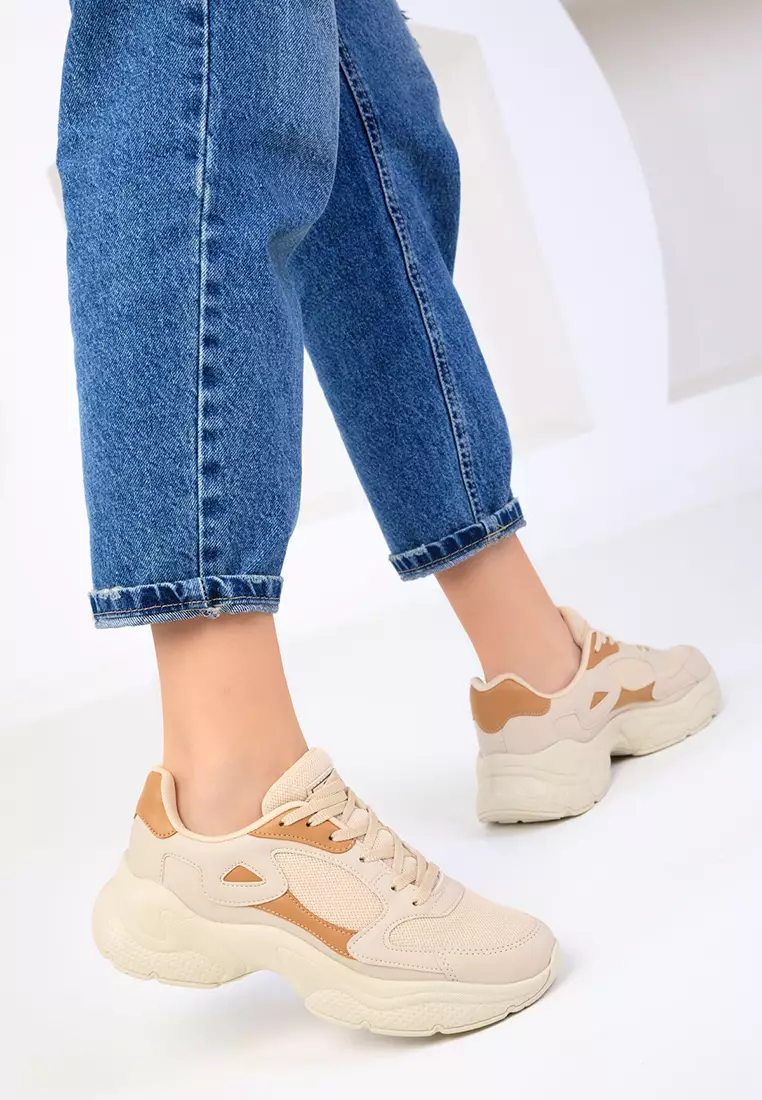 Beige-Tan Women's Sneakers 18147