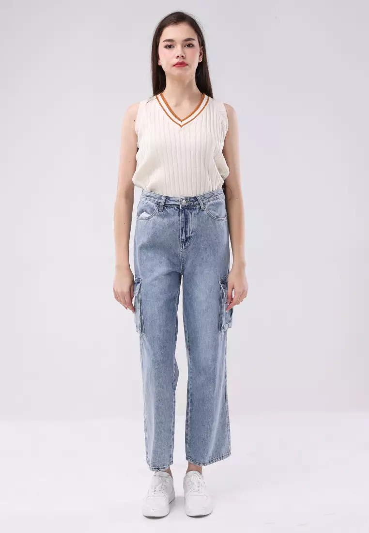 Denim Cargo Pants Ladies