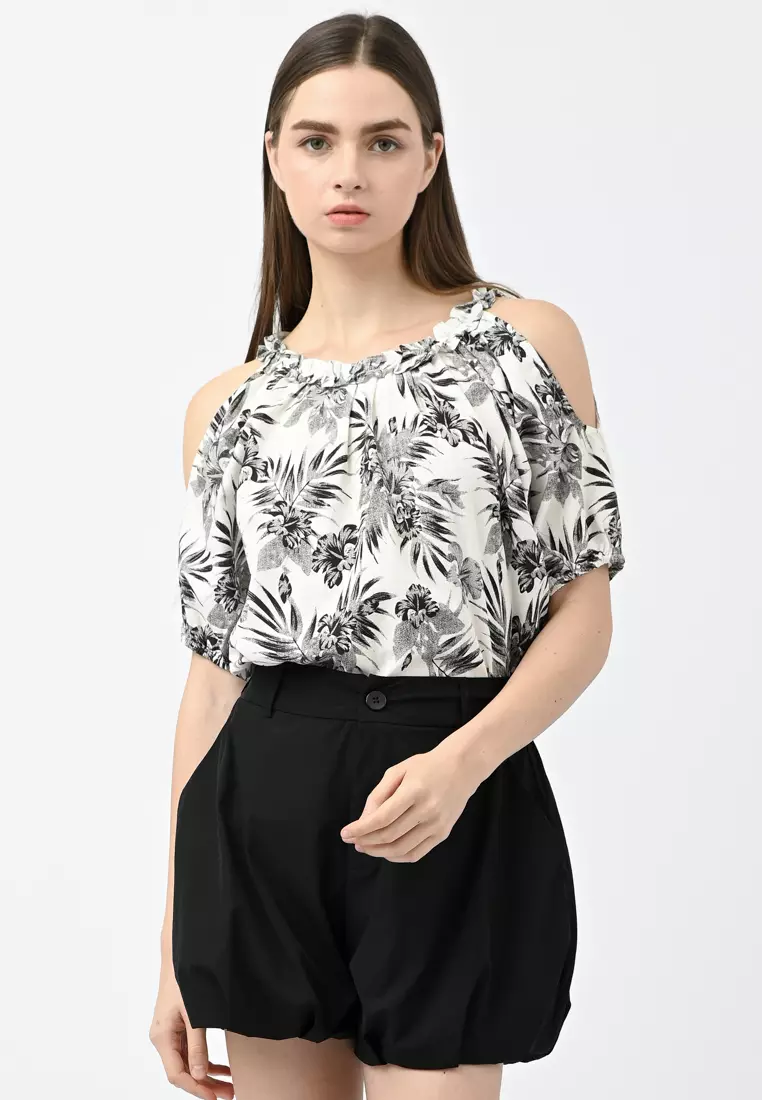 Cold Shoulder Floral Shirt