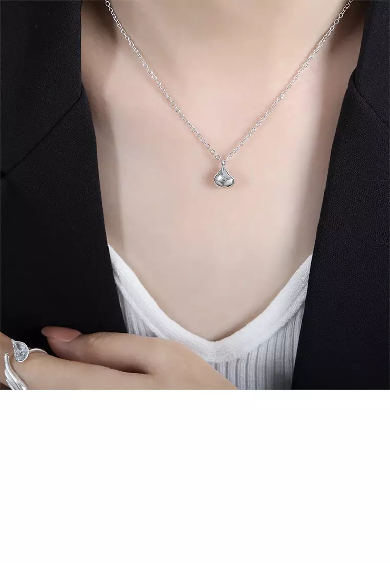 Simple and Fashion 316L Stainless Steel Water Drop-shaped Pendant with Necklace