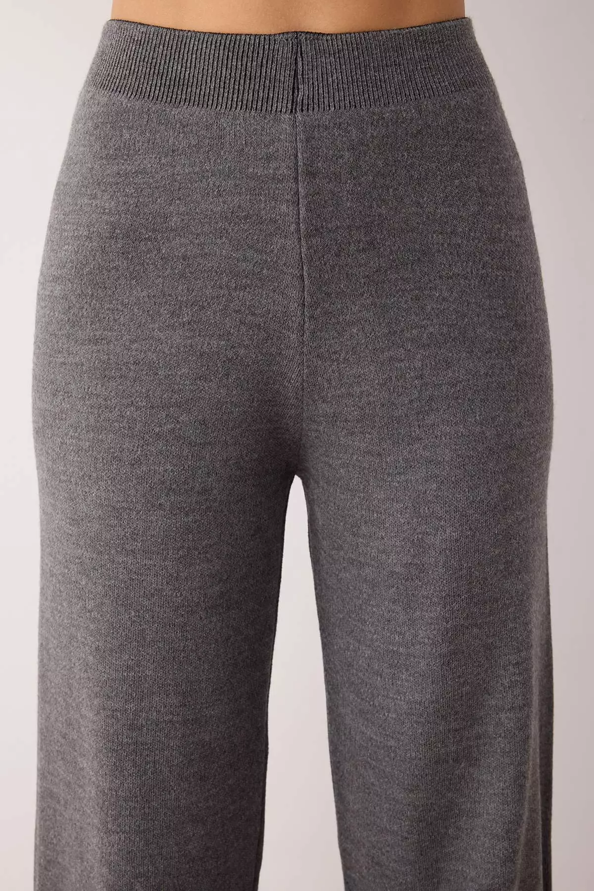 Anthracite Striped Knitwear Pant Knitwear Top And Bottom Set