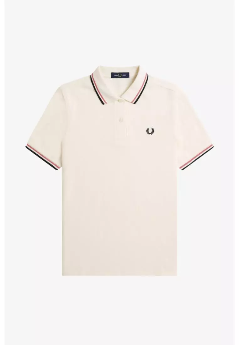 Fred Perry G3600 Twin Tipped Fred Perry Shirt (Light Ecru / Putty Pink / Black)