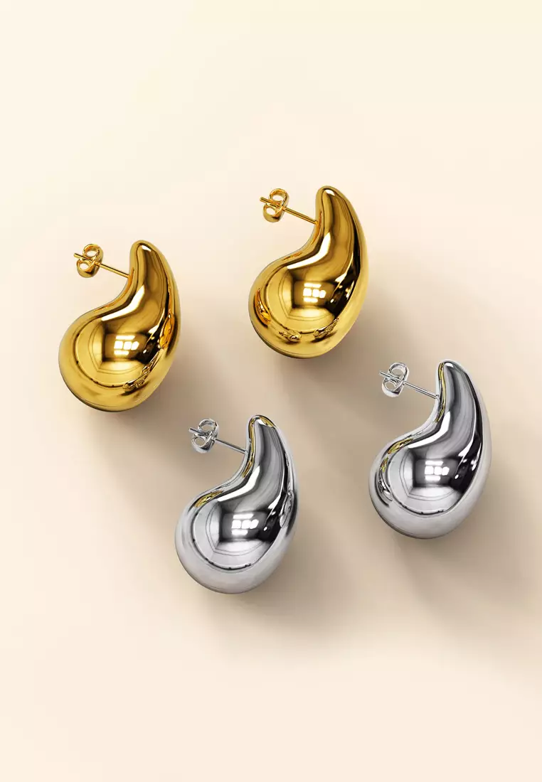 Raindrop Gold layered Stud Earrings