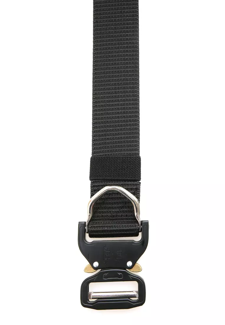 Ilo Aksesoris Fashion Pria Casual Belt Desain Simple Ikat Pinggang Material Canvas ORIGINAL - Black