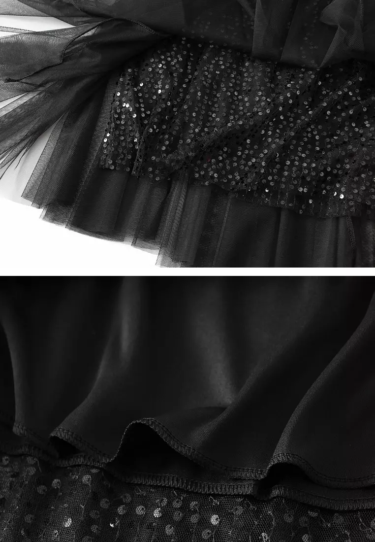 Sequin Mesh A-line Skirt AF-K503