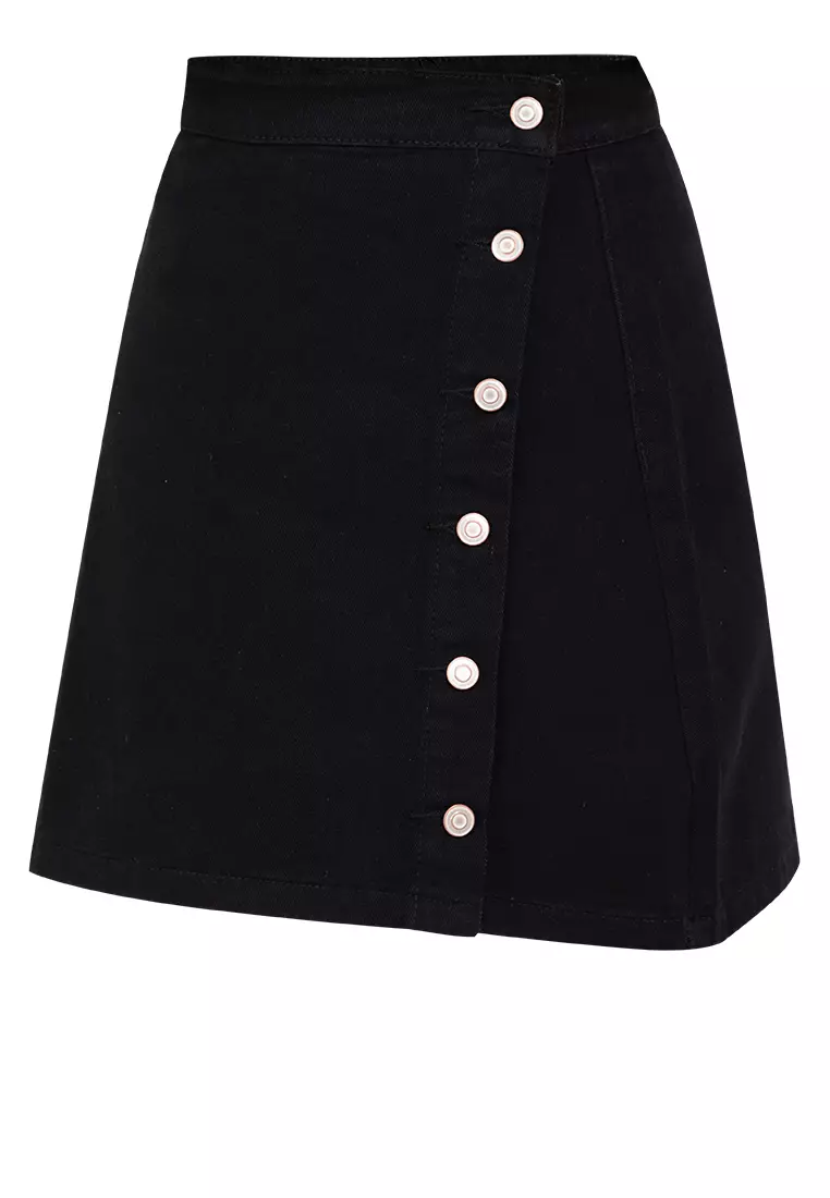 網上選購ZALORA BASICS Side Button Aline Denim Skirt 2023 系列 ZALORA香港