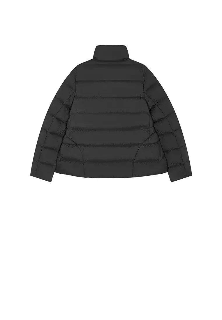 混紡90白鴨絨橫切線修身短款羽絨服