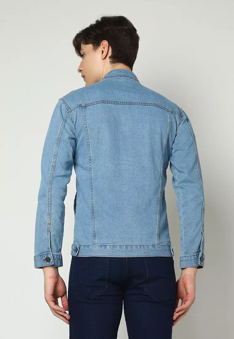 Jaket Ripped Denim Pria Topaz Light Blue 192101N
