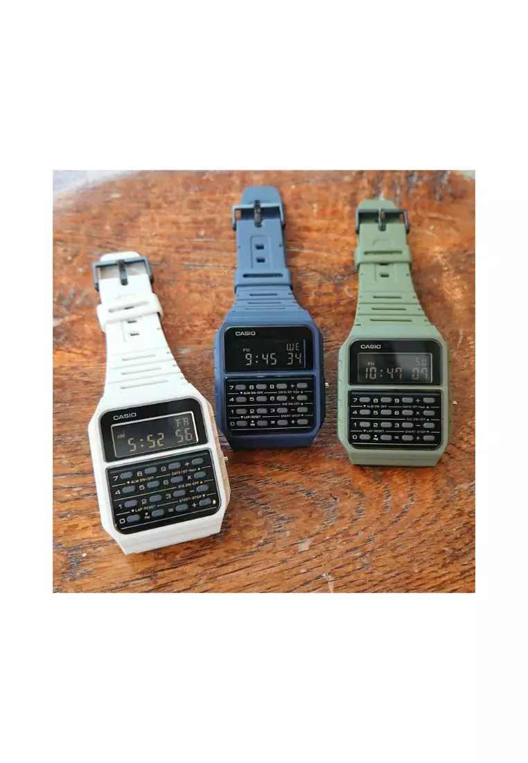 Men's Data bank CA-53WF-8B White Resin Band Calculator Watch