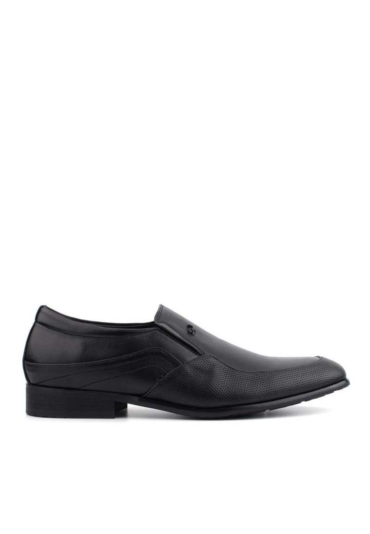 LR LARRIE Men's Black Smart Formal Slip On Shoes