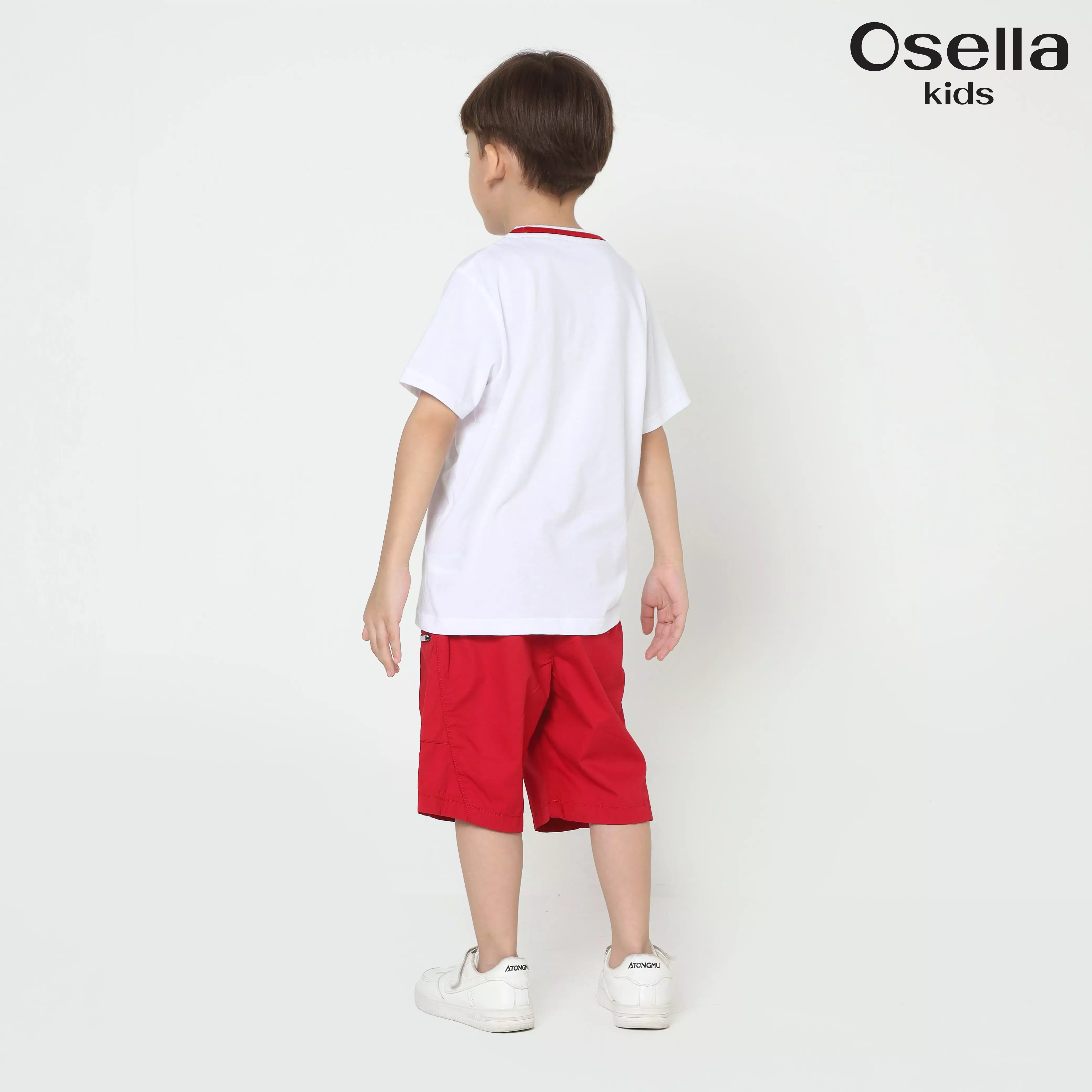 Osella Short Sleeve Graphic T-Shirt With Stripe Rib In White 2274500801 | Kaos Lengan Pendek Anak Laki Laki
