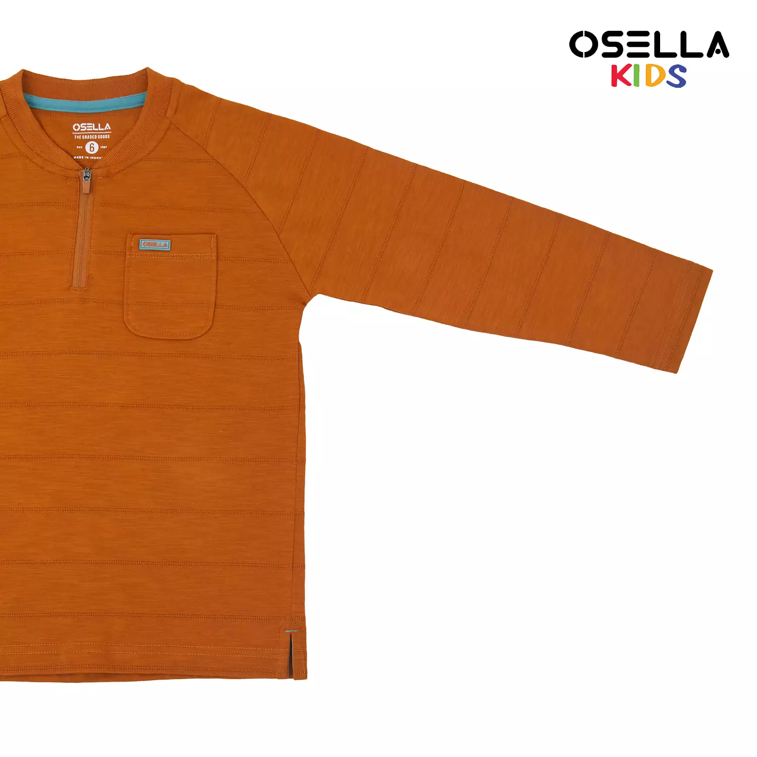 Osella Fawaz Long Sleeve Henley Shirt With Textured Look Fabric 2277500156 | Kemeja Anak Laki-laki Lengan Pendek